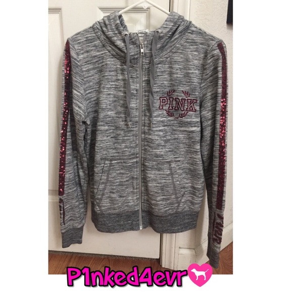 HTF VS PINK Russian Ruby Marled Gray Full Zip Med - Picture 3 of 5